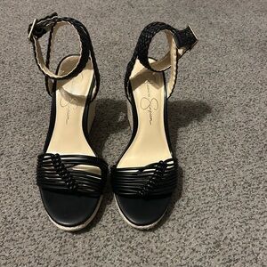 Jessica Simpson black Talise leather and espadrille NWOT
